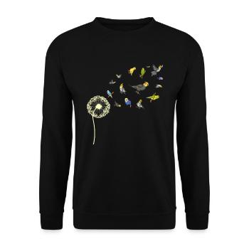 Pusteblume Ornithologe Vogel Geschenk Sittich - Unisex Pullover - Schwarz - Vorne - Alina (178cm) & Michal (187cm)