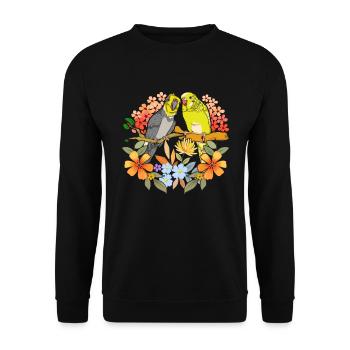 Bird Lover Bird Gift Flowers Parakeet - Unisex Sweatshirt - black - Front - Alina (178cm) & Michal (187cm)