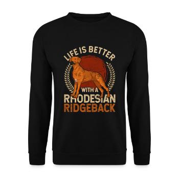 La vie est meilleure avec un Rhodesian Ridgeback - Sweat-shirt Unisexe - noir - Devant - Alina (178cm) & Michal (187cm)