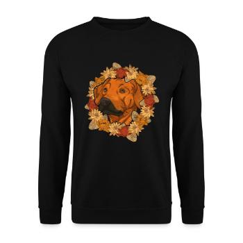 Haustier Hunde Geschenk Blumen Rhodesian Ridgeback - Unisex Pullover - Schwarz - Vorne - Alina (178cm) & Michal (187cm)