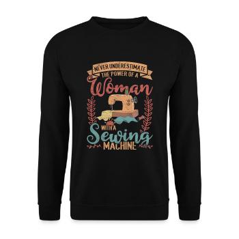 Never underestimate a woman with sewing machine sewing - Unisex Sweatshirt - black - Front - Alina (178cm) & Michal (187cm)