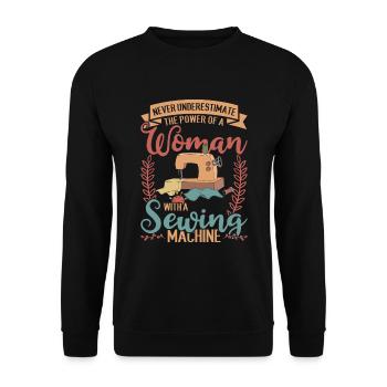 Seamstress Sewing Machine Women Gift Funny Sewing - Unisex Sweatshirt - black - Front - Alina (178cm) & Michal (187cm)