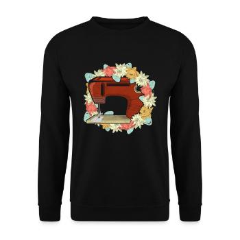 Pretty Flower Sewing Machine Seamstress Gift Sewing - Unisex Sweatshirt - black - Front - Alina (178cm) & Michal (187cm)