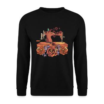 Seamstress Rose Sewing Machine Knitting Gift Sewing - Unisex Sweatshirt - black - Front - Alina (178cm) & Michal (187cm)