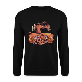Pretty roses sewing machine seamstress gift sewing - Unisex Sweatshirt - black - Front - Alina (178cm) & Michal (187cm)