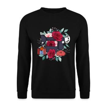 Crochet Running Mesh Seamstress Gift Funny Sewing - Unisex Sweatshirt - black - Front - Alina (178cm) & Michal (187cm)