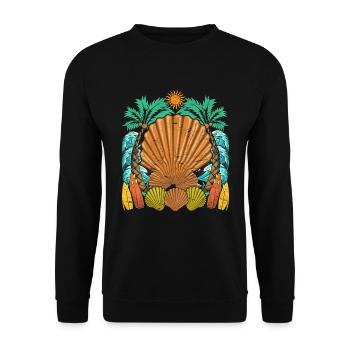 Summer Palm Beach Surfing Gift Shell - Unisex Sweatshirt - black - Front - Alina (178cm) & Michal (187cm)