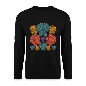 Sommer Geschenk Farbenfrohes Muschel - Unisex Pullover - Schwarz - Vorne - Alina (178cm) & Michal (187cm)