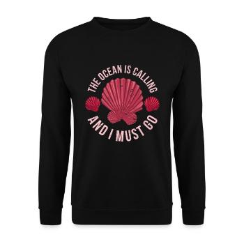 The ocean is calling and I have to go Funny shell - Unisex Sweatshirt - black - Front - Alina (178cm) & Michal (187cm)