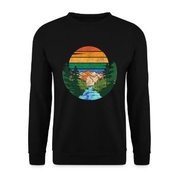 Rétro Nature Lover Mountain Forest Gift Nature - Sweat-shirt Unisexe - noir - Devant - Alina (178cm) & Michal (187cm)