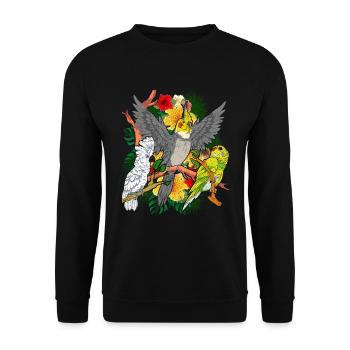 Wellensittich Vogel Nymphensittich Geschenk Kakadu - Unisex Pullover - Schwarz - Vorne - Alina (178cm) & Michal (187cm)