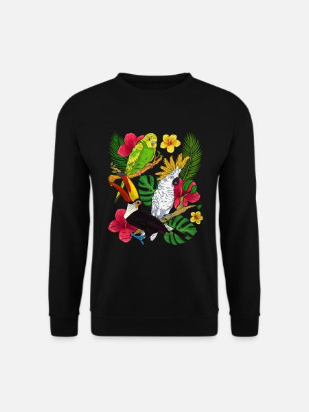 Blumen Tukan Kakadu Vogel Geschenk Wellensittich - Unisex Pullover - Schwarz
