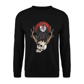 Totenkopf Greifvogel Tier Geschenk Vollmond Geier - Unisex Pullover - Schwarz - Vorne - Alina (178cm) & Michal (187cm)
