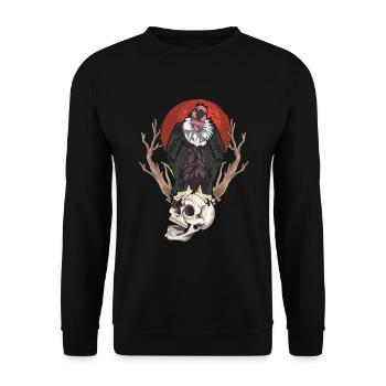 Bird of Prey Skull Bird Gift Full Moon Vulture - Unisex Sweatshirt - black - Front - Alina (178cm) & Michal (187cm)