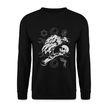 Bird of Prey Gift Occultism Skull Vulture - Unisex Sweatshirt - black - Front - Alina (178cm) & Michal (187cm)