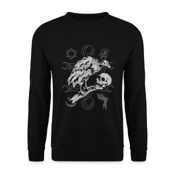 Scavenger Bird Gift Occult Skull Vulture - Unisex Sweatshirt - black - Front - Alina (178cm) & Michal (187cm)