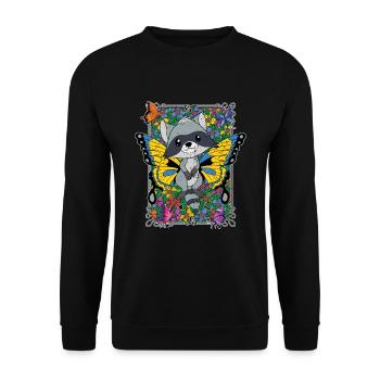 Insekt Wald Tier Geschenk Schmetterling Waschbär - Unisex Pullover - Schwarz - Vorne - Alina (178cm) & Michal (187cm)