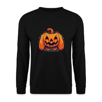 Pumpkin Controller Video Games Halloween Gamer - Unisex Sweatshirt - black - Front - Alina (178cm) & Michal (187cm)