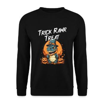 Trick Rawr Treat Halloween Dinosaur Humor - Unisex Sweatshirt - black - Front - Alina (178cm) & Michal (187cm)