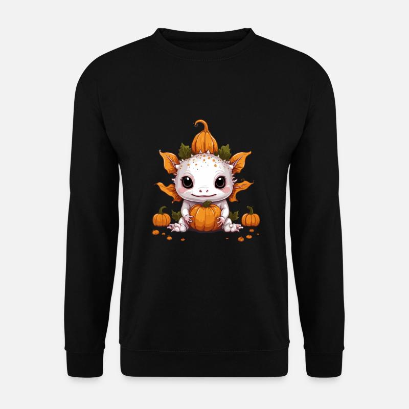 Axolotl Kürbis Halloween Herbst Kawaii - Unisex Pullover - Schwarz