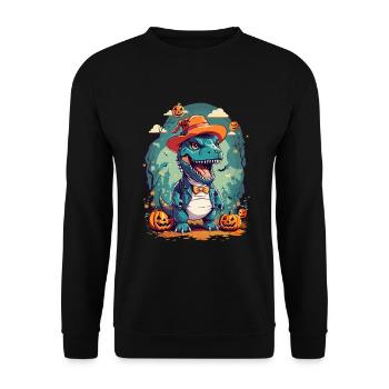 Dinosaur Halloween Pumpkin Kawaii Gift - Unisex Sweatshirt - black - Front - Alina (178cm) & Michal (187cm)