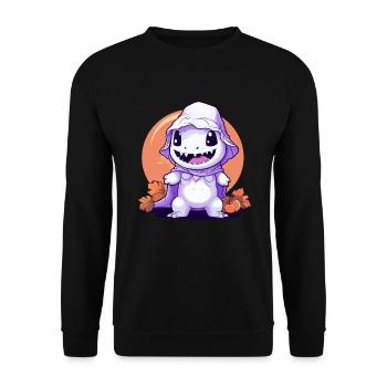 Ghost Dinosaur Halloween Kawaii Gift - Unisex Sweatshirt - black - Front - Alina (178cm) & Michal (187cm)