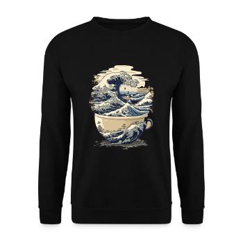 Tasse De Café Hokusai Art Japonais Humour Kanagawa - Sweat-shirt Unisexe - noir - Devant - Alina (178cm) & Michal (187cm)
