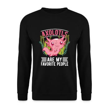 Axolotl sind meine liebsten Menschen Tier Axolotl - Unisex Pullover - Schwarz - Vorne - Alina (178cm) & Michal (187cm)