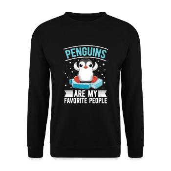 Antarctica Animal Zoo Bird Gift Funny Penguin - Unisex Sweatshirt - black - Front - Alina (178cm) & Michal (187cm)