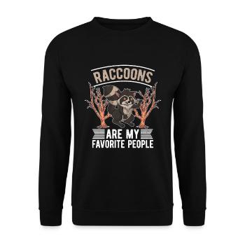 Waschbären sind meine liebsten Menschen Waschbär - Unisex Pullover - Schwarz - Vorne - Alina (178cm) & Michal (187cm)