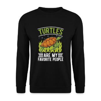 Schildkröten sind meine liebsten Menschen Tier - Unisex Pullover - Schwarz - Vorne - Alina (178cm) & Michal (187cm)