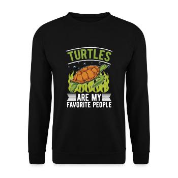 Ozeantier Meerestier Geschenk Lustiges Schildkröte - Unisex Pullover - Schwarz - Vorne - Alina (178cm) & Michal (187cm)