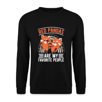 Chinesisches Tier Geschenk Lustiges Roter Panda - Unisex Pullover - Schwarz - Vorne - Alina (178cm) & Michal (187cm)