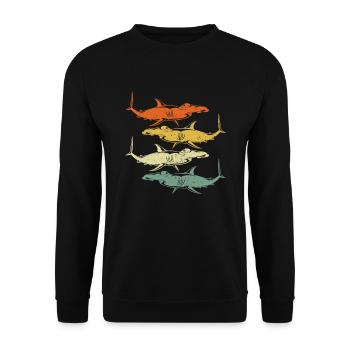 Requin-marteau rétro - Sweat-shirt Unisexe - noir - Devant - Alina (178cm) & Michal (187cm)
