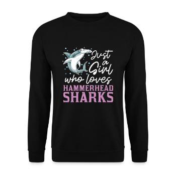 Requin Une seule fille qui aime les requins-marteaux Requin-marteau - Sweat-shirt Unisexe - noir - Devant - Alina (178cm) & Michal (187cm)