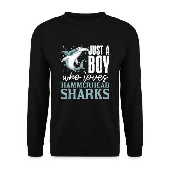 Requin Un seul garçon qui aime les requins-marteaux Requin-marteau - Sweat-shirt Unisexe - noir - Devant - Alina (178cm) & Michal (187cm)