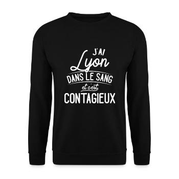 Lyon Dans Le Sang Cadeau Lyonnais - Sweat-shirt Unisexe - noir - Devant - Alina (178cm) & Michal (187cm)
