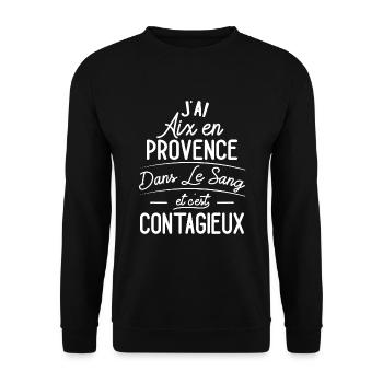 Aix-en-Provence Dans Le Sang Cadeau Aixois - Sweat-shirt Unisexe - noir - Devant - Alina (178cm) & Michal (187cm)