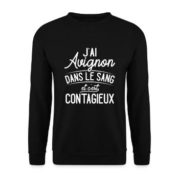 Avignon Dans Le Sang Cadeau Avignonnais - Sweat-shirt Unisexe - noir - Devant - Alina (178cm) & Michal (187cm)