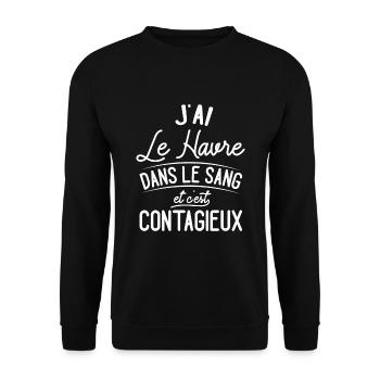 Le Havre Dans Le Sang Cadeau Havrais - Sweat-shirt Unisexe - noir - Devant - Alina (178cm) & Michal (187cm)