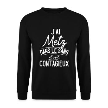 Metz Dans Le Sang Cadeau Messins - Sweat-shirt Unisexe - noir - Devant - Alina (178cm) & Michal (187cm)