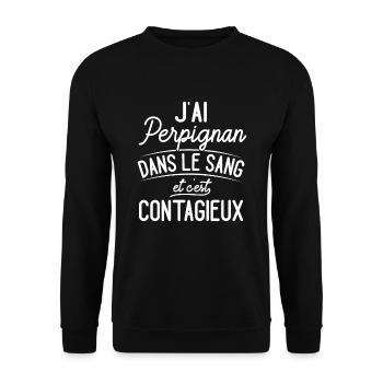 Perpignan Dans Le Sang Cadeau Perpignanais - Sweat-shirt Unisexe - noir - Devant - Alina (178cm) & Michal (187cm)