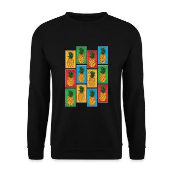 Fruits tropicaux Fruit Cadeau Pop Art Ananas - Sweat-shirt Unisexe - noir - Devant - Alina (178cm) & Michal (187cm)