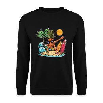 Obst Sommer Frucht Geschenk Dabbing Surfer Ananas - Unisex Pullover - Schwarz - Vorne - Alina (178cm) & Michal (187cm)