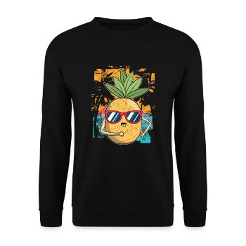 Lustiges Obst Geschenk Coole Sonnenbrille Ananas - Unisex Pullover - Schwarz - Vorne - Alina (178cm) & Michal (187cm)