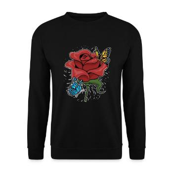 Papillon Fleurs Fleurs Cadeau Nature Rose - Sweat-shirt Unisexe - noir - Devant - Alina (178cm) & Michal (187cm)