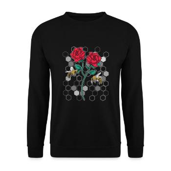 Jardin botanique Floral Cadeau Abeille Rose - Sweat-shirt Unisexe - noir - Devant - Alina (178cm) & Michal (187cm)