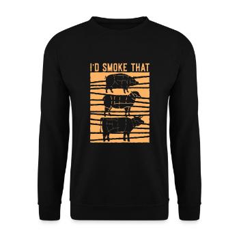 Porc Bœuf Agneau Cadeau Funny Barbecue - Sweat-shirt Unisexe - noir - Devant - Alina (178cm) & Michal (187cm)