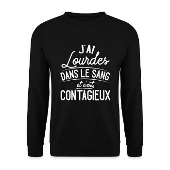 Lourdes Dans Le Sang Cadeau Lourdais - Sweat-shirt Unisexe - noir - Devant - Alina (178cm) & Michal (187cm)