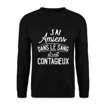 Amiens Dans Le Sang Cadeau Amiénois - Sweat-shirt Unisexe - noir - Devant - Alina (178cm) & Michal (187cm)